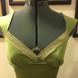 Vintage green silk party dress